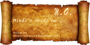 Mikán Oriána névjegykártya